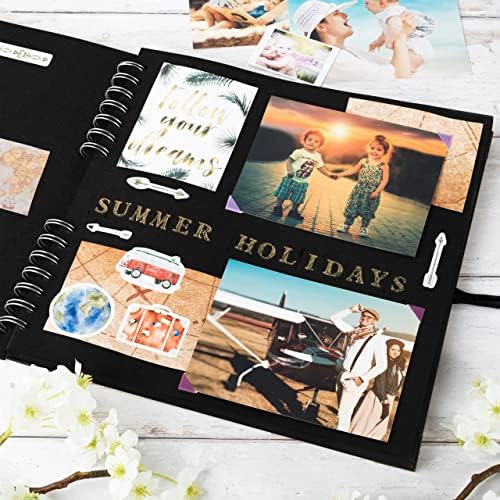 Scrapbook Album, 70 Pages, 10 x 10 Inch, Black Photo Album, Scrap Book | Hardcover with Thick 250 GSM Kraft Paper, Ideal for Your Scrapbooking Albums, Art & Craft Projects (Black, 10 x 10 Inch)