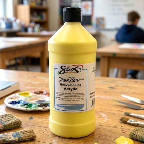 Sax Heavy Body Acrylic Paint for School and Arts and Crafts Use, Chrome Yellow, 1 Quart
