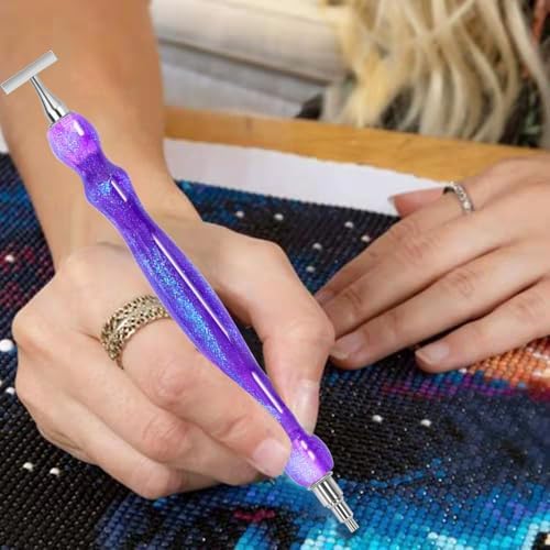 Praise V Do Thin Version Stainless Steel Diamond Painting Art Drilling Pen Kit with Screw Silver Metal Tips Nib Placer Roller Tool Accessories, Ergonomic Diamond Art Pen for 5D Diamond Paint Bead Dot