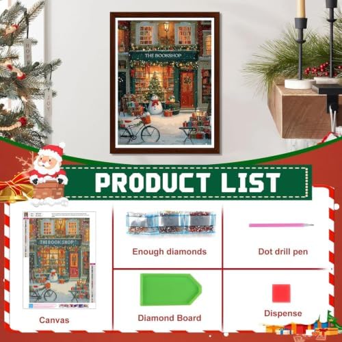 XUCNWL Christmas Diamond Art Kits for Adults,Bookstore Diamond Painting