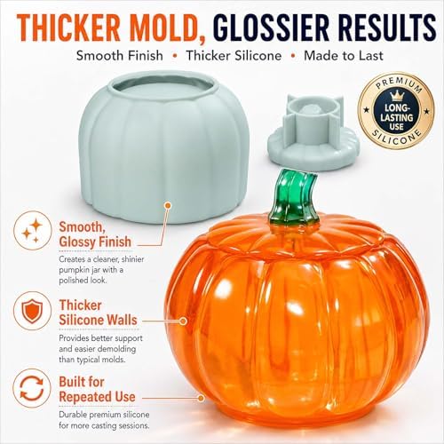 5“ Large Pumpkin Jar Resin Mold, Jar Mold Halloween Epoxy Resin Molds, Pumpkin Silicone Molds, Autumn, Halloween Decor, Jewelry Trinket Container, Christmas Decor