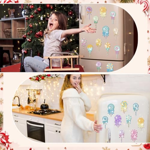 Motipuns 30 Pcs Diamond Magnets,Christmas Candy,Soft Pastel