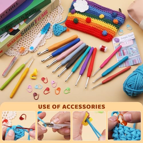 Mayboos 13 Pcs Crochet Hooks Set, 2mm(b)-10mm(n) Crochet Hooks Set