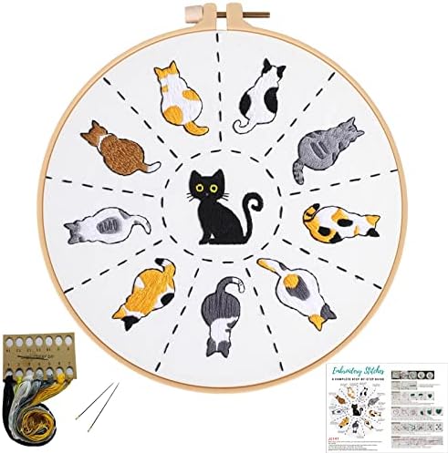 Louise Maelys Cute Cat Embroidery Kit for Beginners DIY Gift Craft