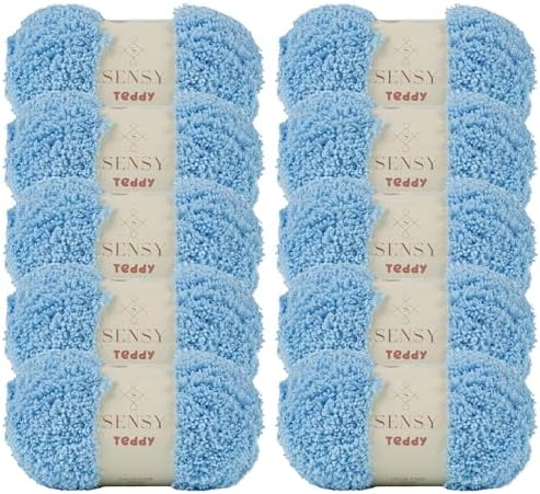 S Sensy Teddy-Micro Polyester Amigurumi Yarn 10 Skeins Baby Blue 109 Yards