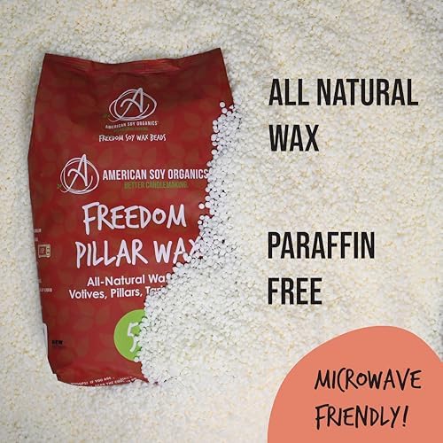American Soy Organics Freedom Soy Wax Beads for Pillar Candle Making - Natural Supplies - Paraffin-Free, Beeswax-Free Wax for Votives, Pillars, Tarts, Tealights and Melts 5 lb (Pack of 2)