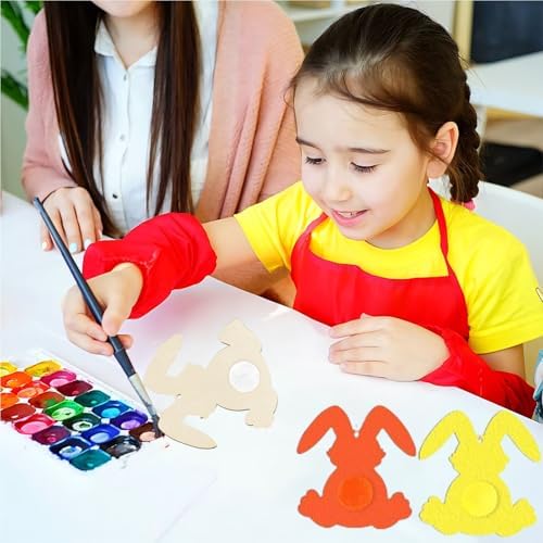 Wooden Bunny, 10pcs Wooden Easter Decorations 3.5x3.4 in Used for Painting and Decoration DIY Technology, Hanging skrnrhrery