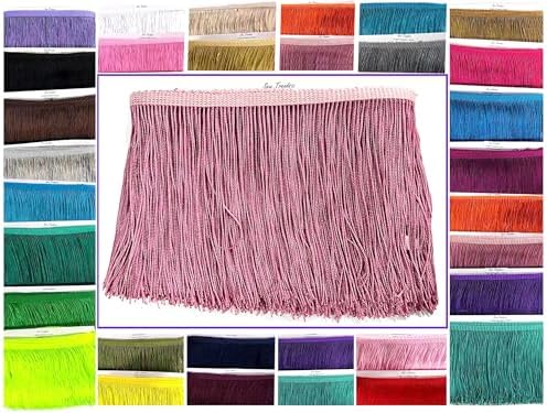 10 Yards of 4" Long Chainette Fringe Thread Yarn Tassel Trim Braid Fringe for Crafts Sewing and Decor-Mauve Pink