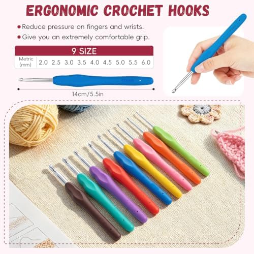 GMAK Crochet Kit for Beginners Adults, All in One Crochet Set Include Yarns