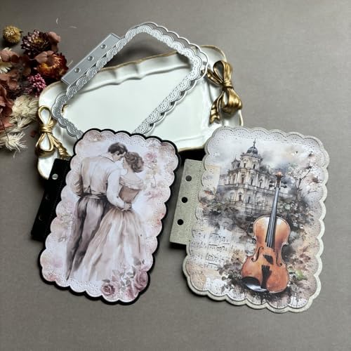 LZBRDY Vintage Charm Lace Frame Die-Cut - Carbon Steel Crafting Dies for Scrapbooking, Card Making, Greeting Cards and Journaling Supplies (Rectangular Lace Loose Leaf 5.6 x 4.4 in)