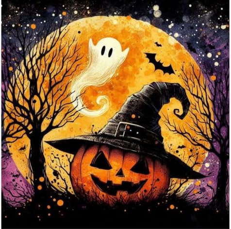Halloween Paint by Numbers for Adults, Pumpkin Paint by Number on Canvas