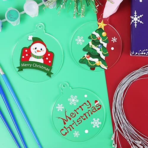 20Pcs 4 Inch Clear Acrylic Christmas Ornaments Blank 2025 Unfinished Round Acrylic Christmas Ornaments for DIY Craft Hanging Ornaments for Christmas Tree Decoration Xmas Day Home Party Decorations