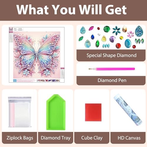 Butterfly Diamond Art Kits for Adults Special Shape Diamond Painting