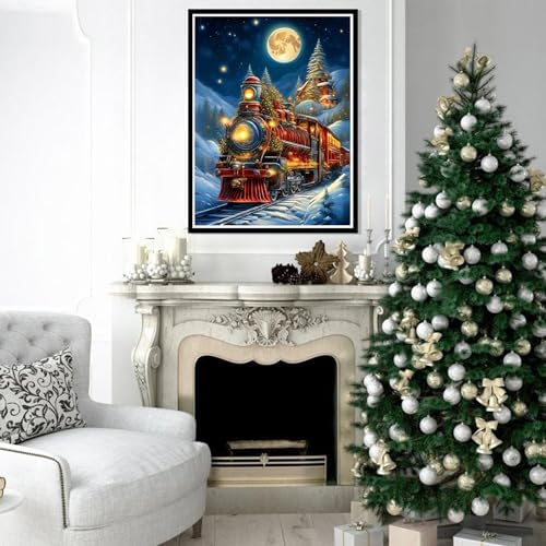 Benjenes Christmas Train Diamond Art Kits for Adults, Diamond Painting