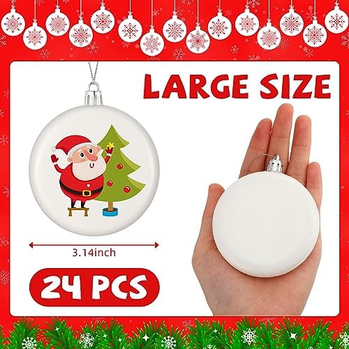 Zubebe 24 Pcs 3.15 Inch Christmas Blank White Ball Ornaments