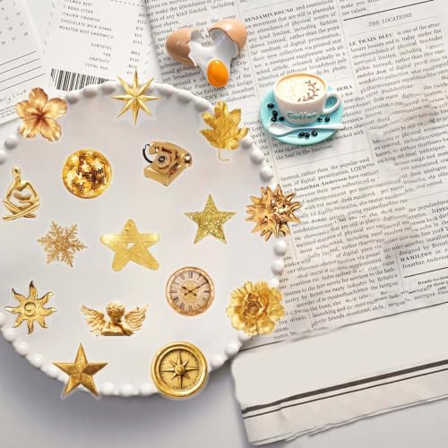 50 Pcs Gold Foil Stickers Waterproof Aesthetic for Planners