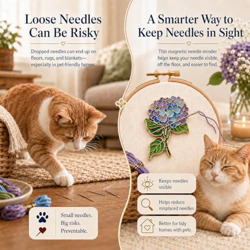 Magnetic Needle Minder for Cross Stitch, Needle Keeper for Embroidery