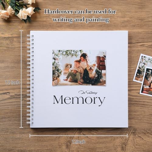 potricher 12 x 12 Inch Large DIY Scrapbook Photo Album 40 Pages, White | Thick Kraft Paper Scrap Book Photo Albums, Memory Book for Wedding, Anniversary, Baby, Family, Travel, DIY Projects