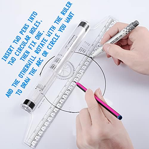 Frienda 2 Pieces Plastic Rolling Ruler Parallel Drafting,6 Inch, 12 Inch