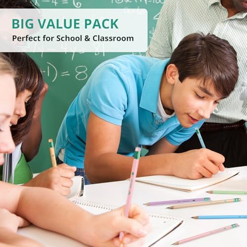 Taja 150 Pack Wood-Cased #2 HB Pencils, Bulk Pack Pre-Sharpened, Macaron