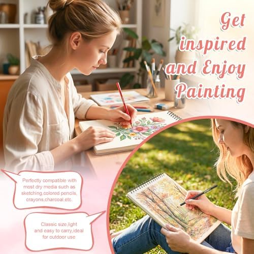 2 Pack Sketch Books for Kids 9 × 12In, 100gsm Drawing Pad with 36 Pencils