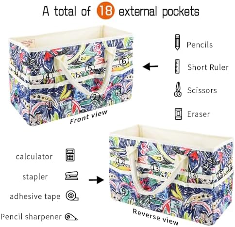 Craft Organizer Tote Bag with Multiple Pockets,Scrapbooking Art Storage