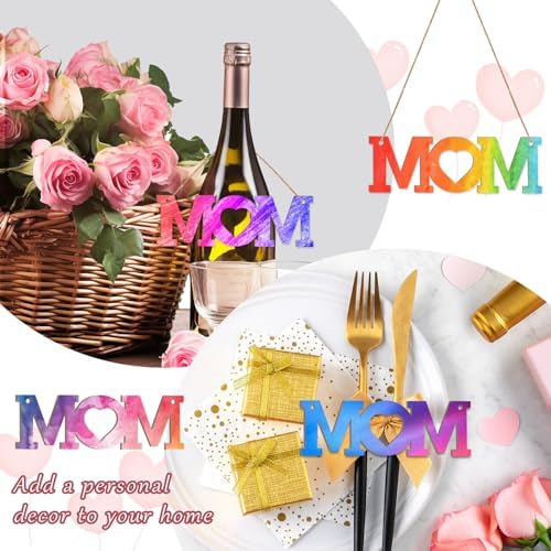 Mum 30Pcs Unfinished Wooden Mother's Day Gift Ornaments DIY Craft Mother Birthday Present-30Pack Paintable Blank Natural Mom Cutouts Hanging Wood Slices for Kids Art Crafts DIY Gift for Mom