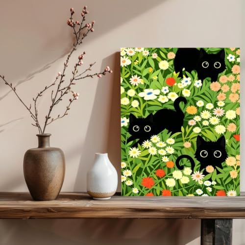 xcemhil Black Cat Paint by Numbers Kit for Adults Beginner, Paint by Numbers for Adult, Acrylic Paint by Number Kits Suitable for Home Wall Art Decor Gifts 16x20 Inch