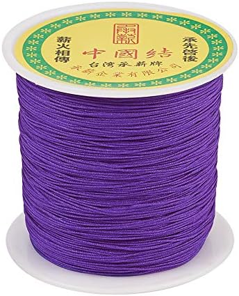 Elecrelive 150 Yards 0.5mm Braided Nylon Knotting Cord Nylon String Beading Thread Bracelet String Macrame Cord Rope for Necklace Bracelet Lanyard Jewelry, Dark Violet