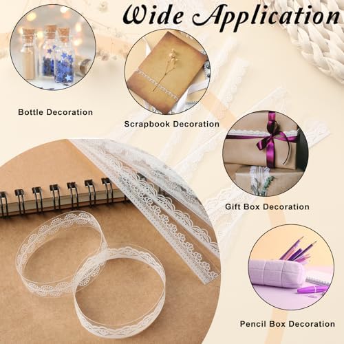 Prasacco 120 Pcs White Lace Scrapbook Stickers, Vintage Style, PET Material, Perfect for Scrapbooking, Wedding Invitations, Journals & More