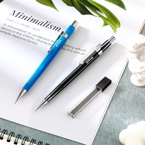 Outus 8 Pcs Metal Mechanical Pencils with Lead Refills, Blue, Black