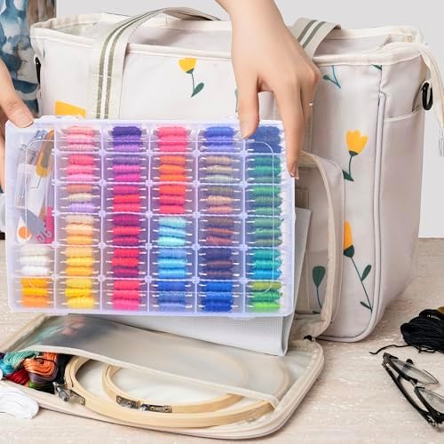 Peirich Embroidery Floss Cross Stitch Supplies, Friendship Bracelets String Kit Embroidery Floss Kit Cross Stitch Kits with Organizer Sewing Boxes Cross Stitch Tools - Gift for Christmas Birthday