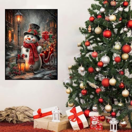 Christmas Snowman Paint by Numbers Kit for Adults Beginner (Without Frame)
