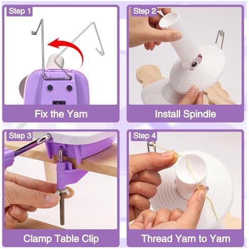 Essovee Yarn Ball Winder, Efficiently Yarn Cake Winder with Lower Noise for Crochet Knitting Combo Easy Installation 3.5 oz Portable Spinner for Crocheting Lavender Purple