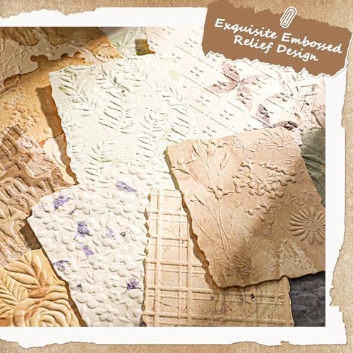 168 Pcs Textured Scrapbook Paper Supplies Vintage Embossed Rice Paper | Decoupage Craft Paper forJunk Journal Scrap Book Supplies, Cards Making, Decorative Collage Art