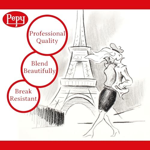 Pepy Professional White Charcoal Pencil Set – Set of 6 Pre-Sharpened White Charcoal Pencils; Perfect for Drawing, Sketching, Blending and Shading