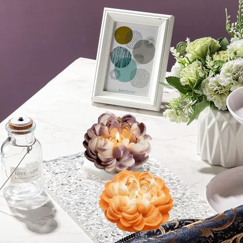 Konrisa Large Peony Resin Casting Mold for Candles Making, Silicone Candle Molds Aromatherapy Candles Handmade Wax Home Decoration