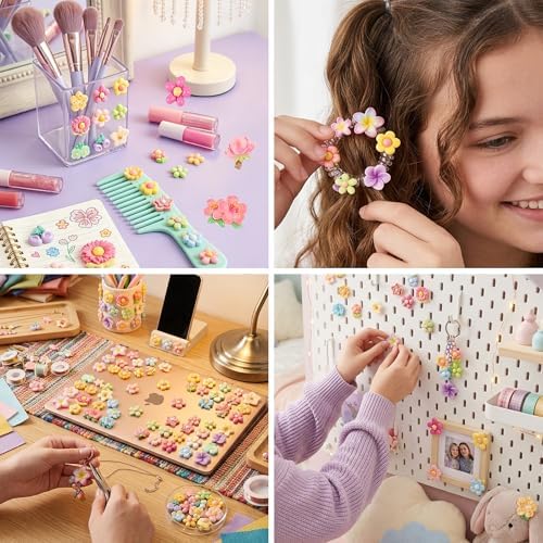 FOIMAS Flower Resin Flatback Charms,150pcs Spring Flower Embellishment Resin Miniatures Embellishment for Craft Slime Ornament Decoration Supply