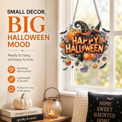 Halloween Diamond Art Hanging Kit for Adult, Diamond Art Painting 8x8inch