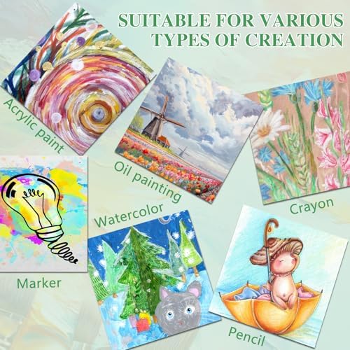 ESRICH Mini Canvases for Painting,4x4In Canvas in Bulk 10Pack, 2/5In Profile Small Square Canvas, Blank Canvases are Great for School Projects and Kids Birthday Parties, Home Decor Project.