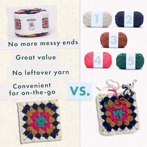 Bernat All in One Blanket Granny Soft Crochet Yarn, Berry Fizz, 2-Pack