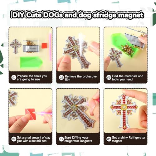 Motipuns 30 Pcs Diamond Magnets,Cross,Desaturated