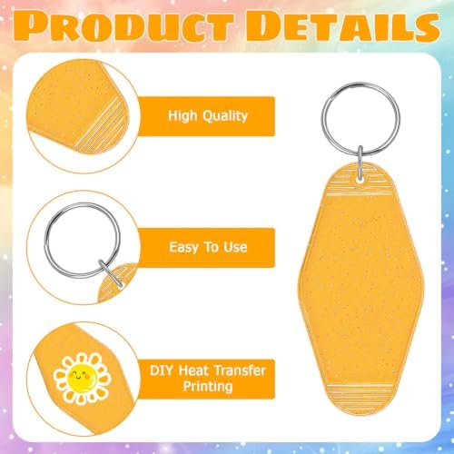 BLMHTWO 15PCS Motel Keychain Blank Bulk Rhombus Hotel Keychain with Glitter