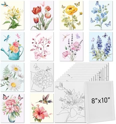 Tinlade 12 Pcs Pre Drawn Canvas for Painting Stretched,Elegant Style