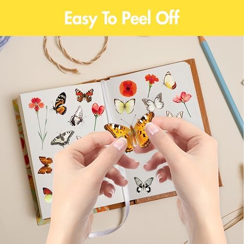 1990 PCS PVC Flower & Butterfly Stickers, Self-Adhesive Nature Floral Stickers for Scrapbook, Laptop, Journal, DIY Project, Spring-Themed Party Decors