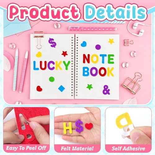 Felt Letters,490 Pcs Felt Stickers 1 Inch Alphabet Number Sticker(Colorful)