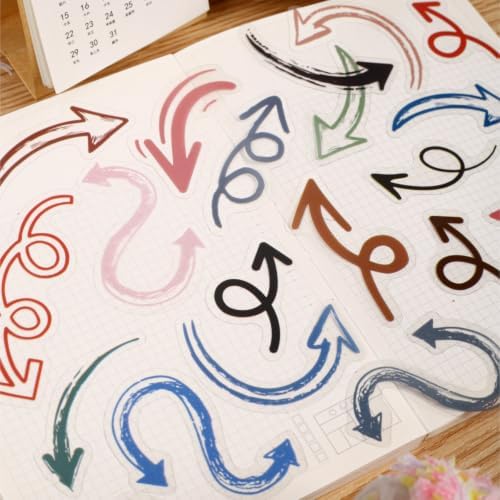 180 Pcs Vintage Arrow PET Stickers, Aesthetic Directional Ephemera