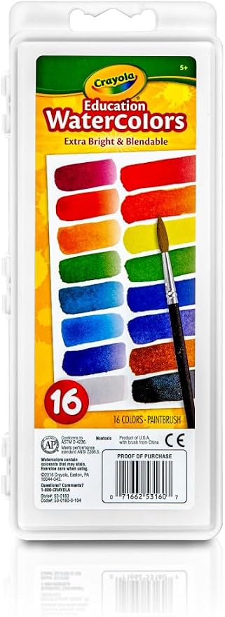 Crayola Watercolor Paint Set for Kids, Washable Paint, School Art Supplies | School Supplies Essentials, Washable Paint for Kids, Arts & Crafts, Ages 4+