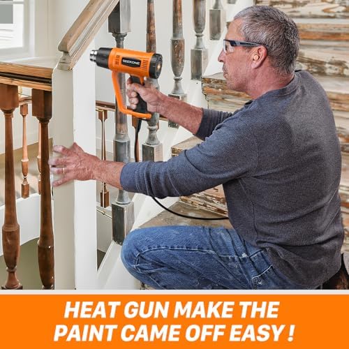 SEEKONE Heat Gun 1800W with 1112℉&752℉ 2 Temperature Settings for Crafting | 2-Speed Airflow 500/250L/min, Ergonomic Handle, Overheat Protection, 4 Nozzles For Vinyl Wrap, Shrink Wrap, Paint Removal