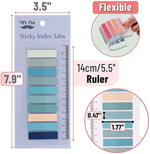 Mr. Pen- Colorful Sticky Tabs, 8 Sets, 1600 pcs, Morandi and Vintage